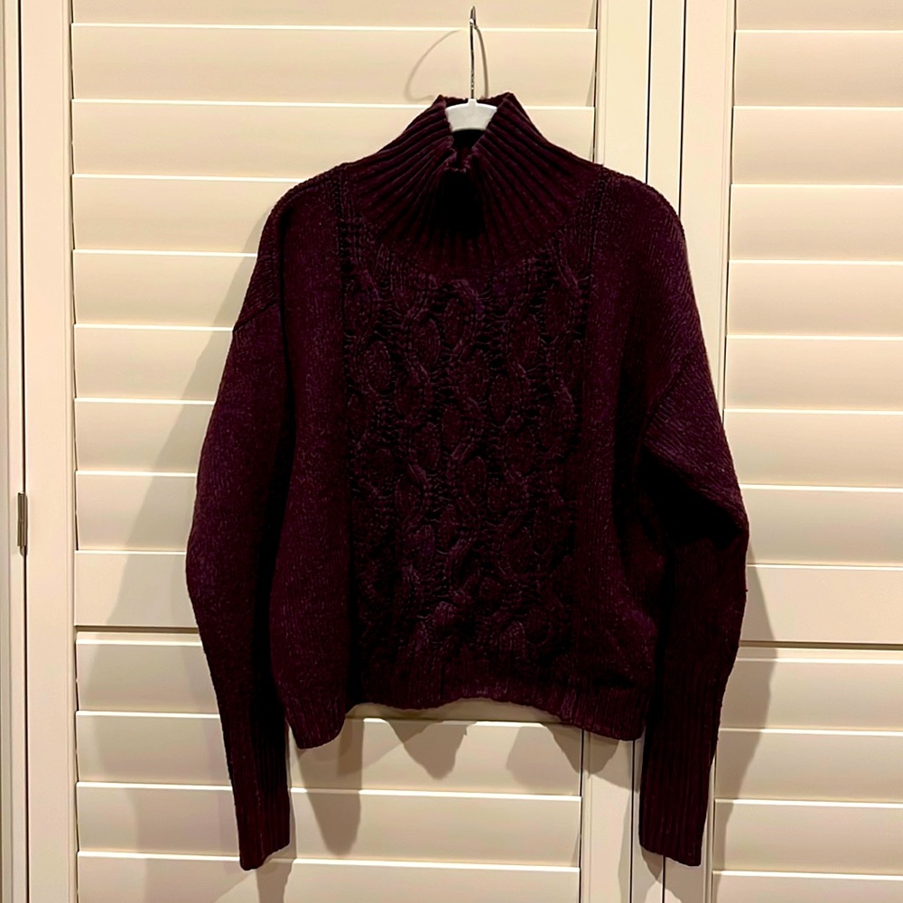 White House Black Market plum high neck sweater
